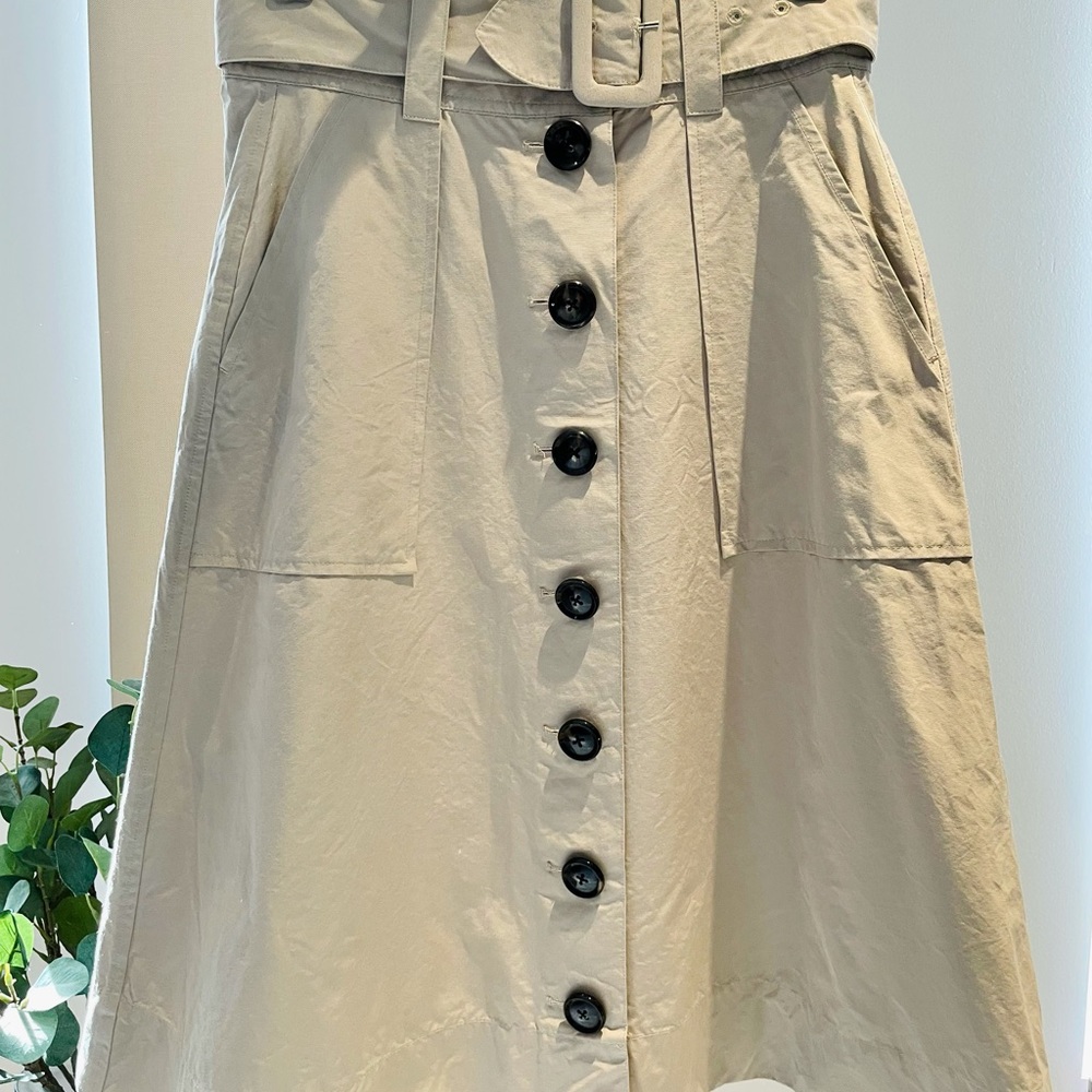 Madewell A-Line Button-Front Skirt in Light Beige